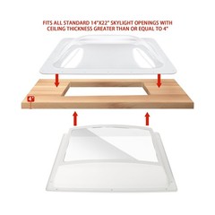 RV Skylight Replacement Bundle,18″ x 26″ Skylight Outer Dome Fit 14″ x 22″ Op…