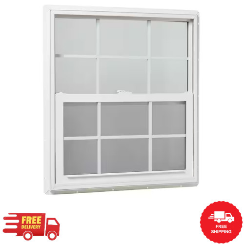 32 In. X 36 In. White Double-Pane Insulated Glass Vinyl Single Hung Window with