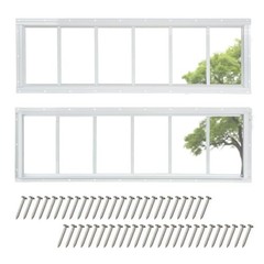 2 Pack Shed Windows, 10″x35″ Transom Window Fixed Design with 10″ x35″ White
