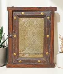 Antique Wooden Wall Décor Window Panel Frame Original Old Hand Crafted