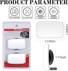 Suction Cup Blind Spot Mirror, HD Glass Frameless Removable Convex Rectangular