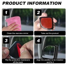 2PCS Fan-Shaped Blind Spot Mirrors for Cars, Universal 360-Degree Convex Wide An