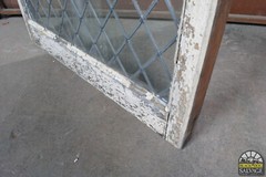 Leaded Glass Window in Oak Sash, 32″ x 49 1/8″, Diamond Pattern