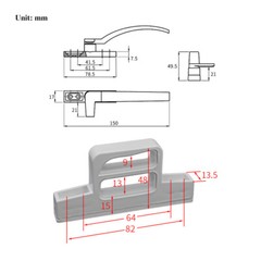 Plastic Steel Inward Open Window Handle Locking Double Glazing Replacement Lock