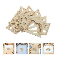 6Pcs Mini Wooden Window Frames Khaki Paintable Wood Craft Decor for Dollhouse