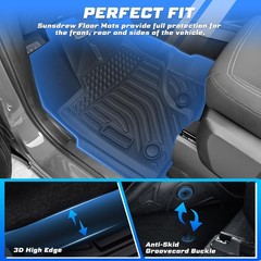 Sunsdrew Floor Mats for 2019-2023 Ford Ranger SuperCrew Accessories, All Weat…
