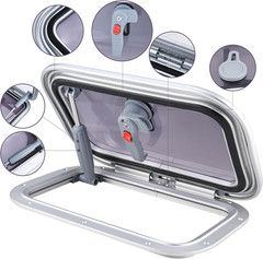 16.2″ X10.5″ Rectangular Deck Hatch,Aluminum Alloy Boat Porthole Window,Push Out