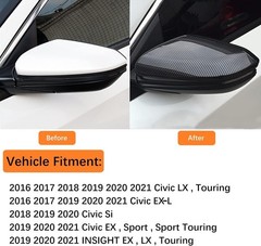 1Pair Side Mirror Cover Cap Housing fit for 10th Gen Civic 2016-2021Carbon Fiber