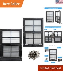 Versatile 2 Pack 12×18 Shed Windows – Black Aluminum with Fiberglass Screen