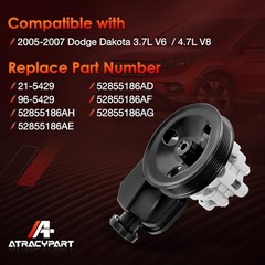 Power Steering Pump, with Pulley and Reservoir, Compatible with 2005 2006 2007