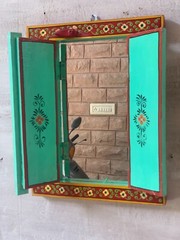 Wooden Jharokha Wall Hanging | Krishna Painting | Indian Window Frame Decor