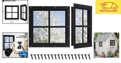 Modern 2 Pack Shed Windows – Tempered Glass, Aluminum, 12×12, Flush Mounted