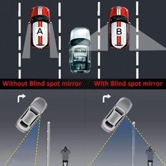 Add On Blind Spot Mirror, Convex Rear View Wide Angle Rectangle Framed HD Glass