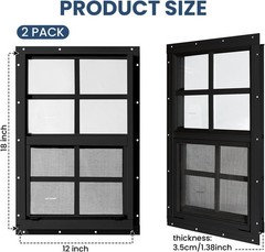Flush Mount 12×18 Sliding Shed Windows – Durable Tempered Glass & Screen, 2 Pack