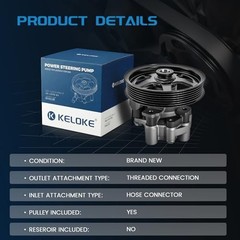 Power Steering Pump, with Pulley, Compatible with Dodge 2000-2004 Dakota 3.7L