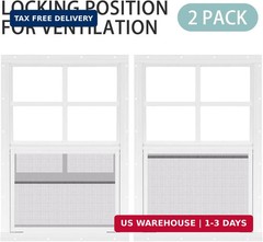 2 Pack 14”x21” White Shed Window, Sliding Windows with Tempered Glass