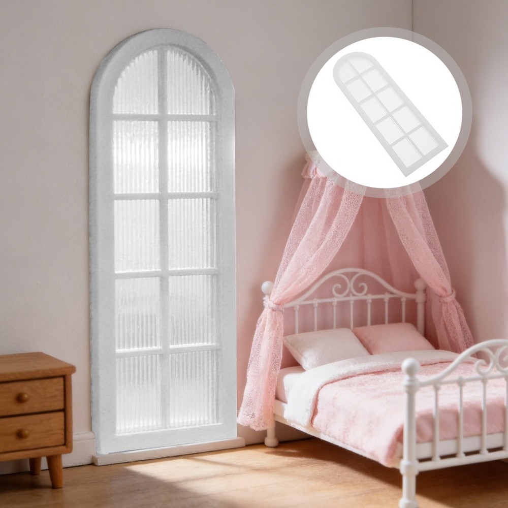 2Pcs Durable White Dollhouse Mini Window Frames for DIY Plastic Furniture Decor