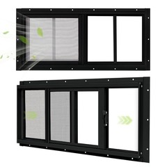 2 Pack Sliding Shed Windows 10×18 In Black Transom Window Tempered Glass Screen