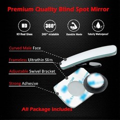 Slim Square Blind Spot Mirror, HD Glass Frameless Convex Rear View Mirror, Pack