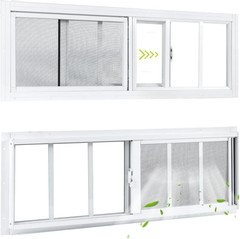 2-Pack 10″x35″ Sliding Shed Windows with Tempered Glass – White