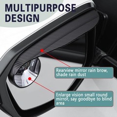 2PCS Blind Spot Mirrors, 2-in-1 Carbon Fiber Rain Eyebrow Reflective Protection