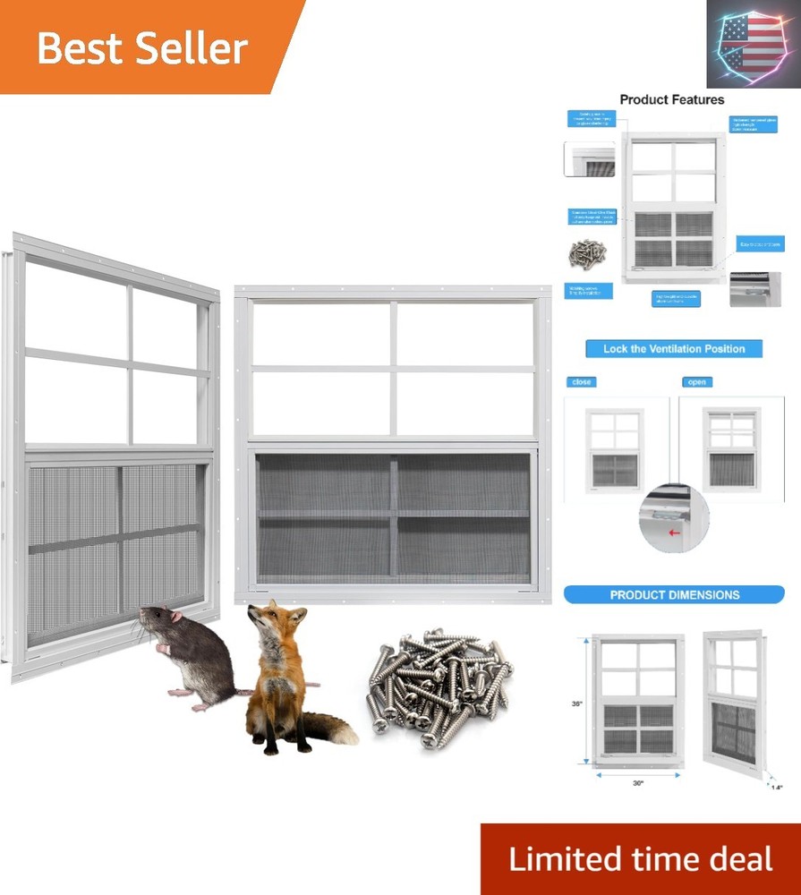 Upgraded Shed Windows 2 Pack, 30″ x 36″ Windows with Tempered Glass and Stain…