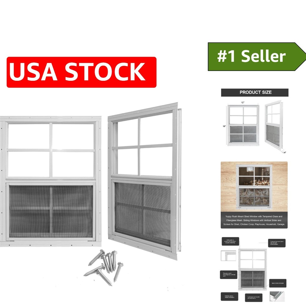 Versatile 12″ x 18″ Shed Windows – Modern Aluminum Frame, Water-Resistant Glass