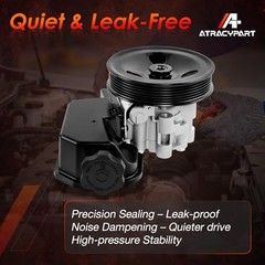 Power Steering Pump, with Pulley and Reservoir, Compatible with 2005 2006 2007