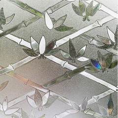 90cm Width Static 3D Bamboo Reusable Removable Frosted Window Glass Film L006