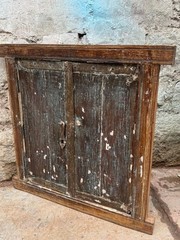 Antique Wooden Wall Décor Window Panel Frame Original Old Hand Crafted