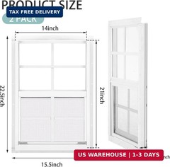 2 Pack 14”x21” White Shed Window, Sliding Windows with Tempered Glass