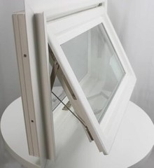 Crank Out Windows 42″ x 16″ White Vinyl Tempered Glass Low-E Awning Window