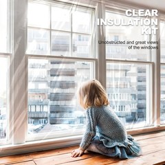 Window Insulation Kit, 63In x 33 Ft Window Plastic for Winterizing, Double-Si…