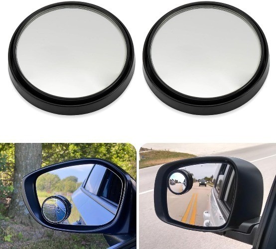 2″ Round HD Glass Convex Rear View Mirror with Frame, 360 Wide An Color: Black
