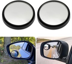 2″ Round HD Glass Convex Rear View Mirror with Frame, 360 Wide An Color: Black