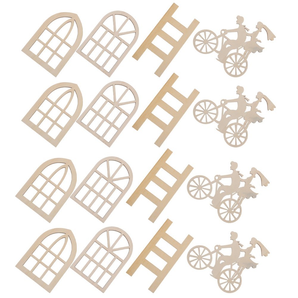 16Pcs Miniature Wood Window Frames Reusable for Dollhouse Craft and Decoration