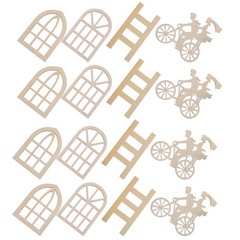 16Pcs Miniature Wood Window Frames Reusable for Dollhouse Craft and Decoration
