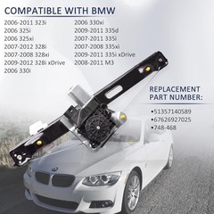 Rear Left Driver Side Power Window Regulator BMW 3 Series Rear Left Driver Side