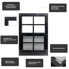 14″ x 21″ Shed Windows with Tempered Glass & Fiberglass Screen – 2 Pack for Shed
