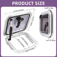 12.7″ Square Anodized Aluminum Boat Deck Hatch & Lid Porthole Portlight Window