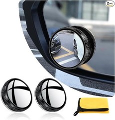 2PCS Black Suction Cup Blind Spot Mirror, 360° Adjustable Convex Color: Black
