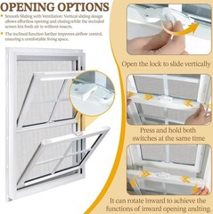 Vinyl Double Hung Window 36″ x 48″ Double-Pane Tempered Glass Built-in Drainage