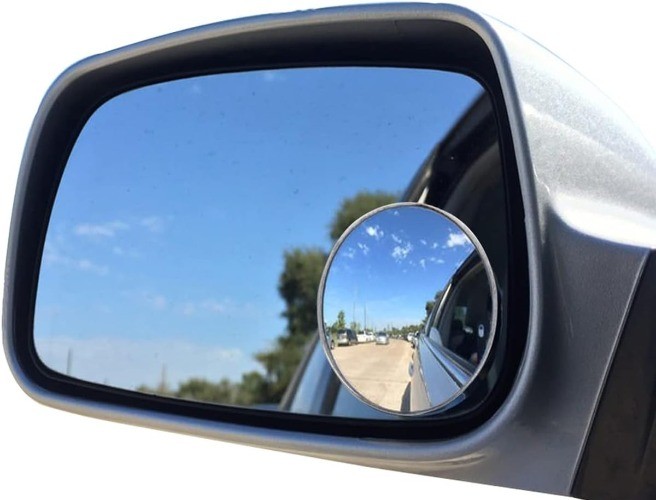 2″ Round HD Glass Convex Aluminum Frame Wide Angle Spot Mirror for Universal Veh