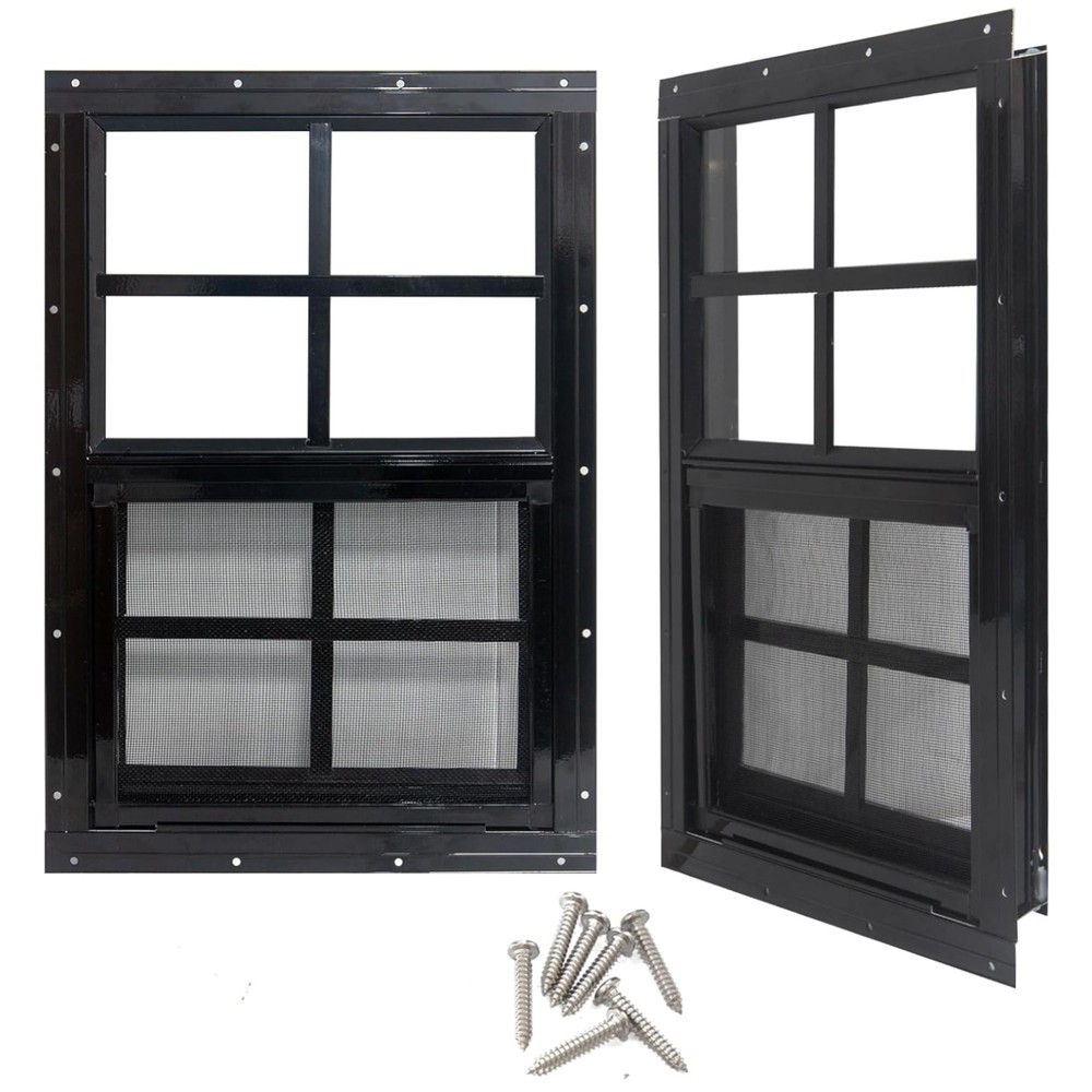 24×36 Shed Windows 2 Pack Tempered Glass Fiberglass Screen
