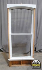 Salvaged Window, 97″H x 40.5″W, Reclaimed Victorian Storefront, Arched