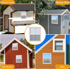 2 Pack Shed Windows, 18” X 23” Household Windows with Tempered Glass and Fiber