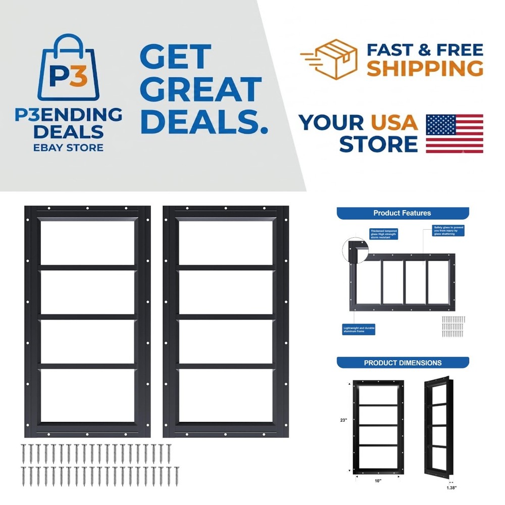Versatile 2-Pack Shed Windows 10×23” – Ideal for Playhouses and Chicken Coops