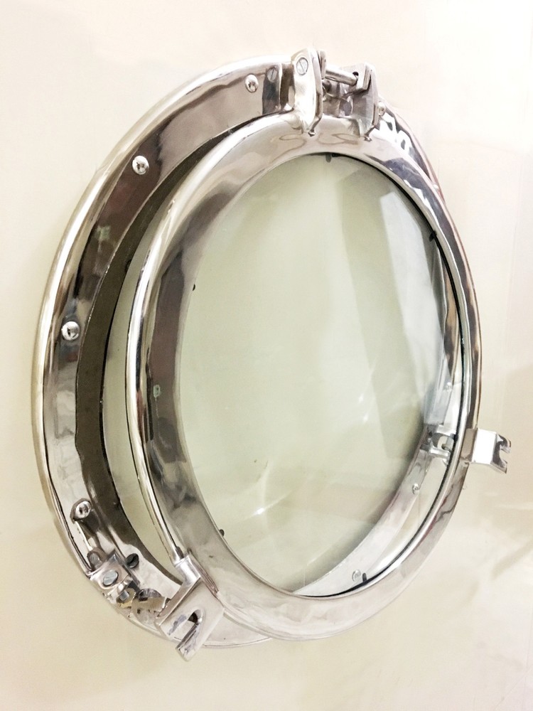 Solid Ship’s Glass Porthole Window 20″ Round Frame Nautical Maritime Home Decor