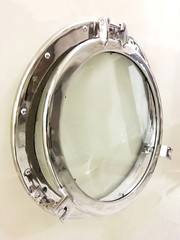 Solid Ship’s Glass Porthole Window 20″ Round Frame Nautical Maritime Home Decor