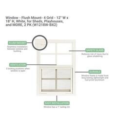 2 Pack 12×18 White Flush Mount Shed Windows Safety Glass Vertical Slider New